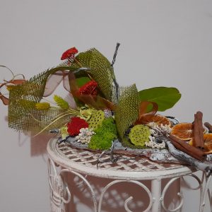 Decorațiune cu licheni,fructe uscate și plante stabilizate, 40X20X20 cm
