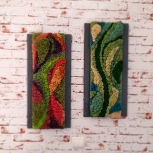Set două tablouri abstracte, 3D, din licheni naturali, în tonuri degrade