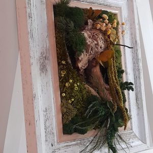 Tablou cu mușchi, licheni și plante stabilizate, cu suport pentru birou