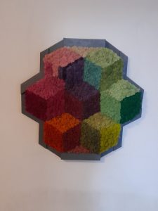 Tablou cu licheni, 3D, cuburi/60x60 cm