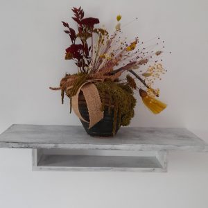 Decorațiune naturală galben/roșu, în vas ceramic handmade