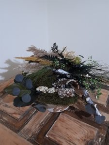 Decorațiune naturală, verde, în vas ceramic handmade, 30x55cm