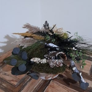 Decorațiune naturală, verde, în vas ceramic handmade, 30x55cm