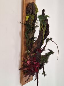 Două perspective/Tablou vegetal, natural, pe lemn masiv/54x14 cm