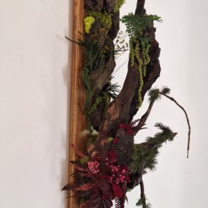 Două perspective/Tablou vegetal, natural, pe lemn masiv/54x14 cm