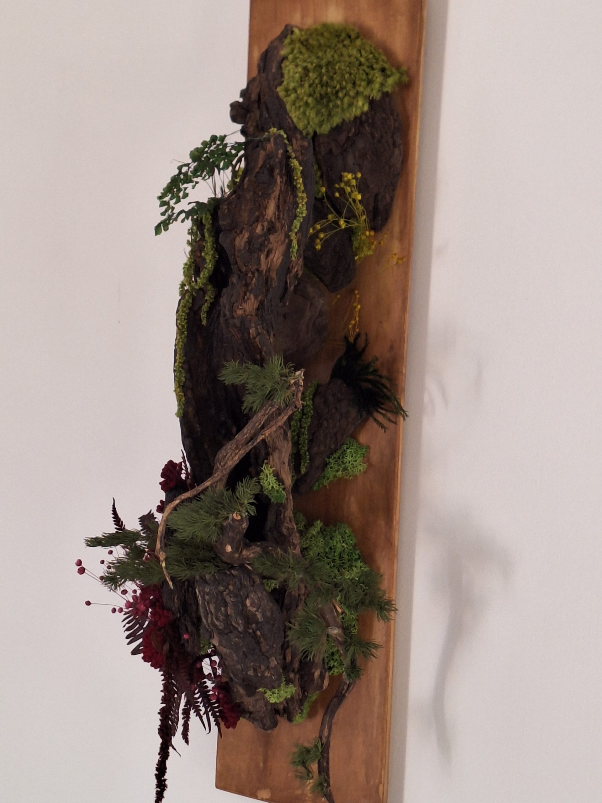 Două perspective/Tablou vegetal, natural, pe lemn masiv/54x14 cm - imagine 6