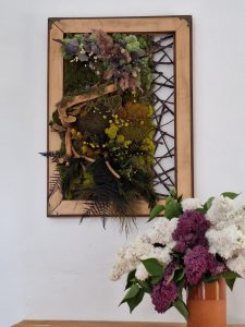 Tablou vegetal, cu mușchi și licheni,68x50 cm