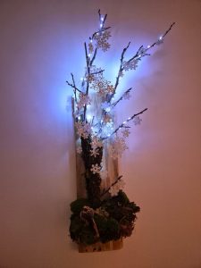 Decorațiune-tablou de iarnă, cu lumină (84x42cm)