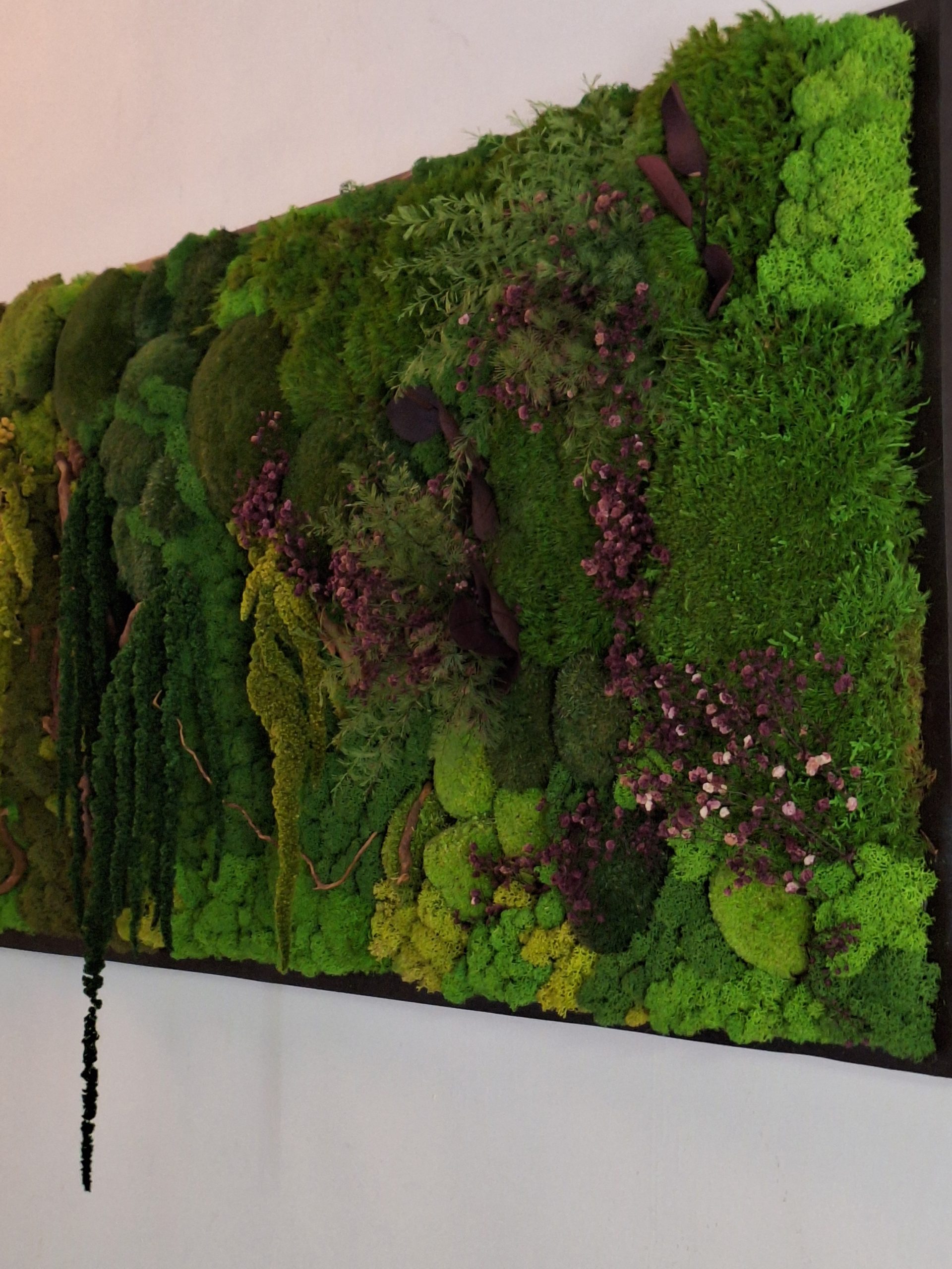 Tablou cu mușchi și licheni, pe lemn masiv, 50x120 cm - imagine 5