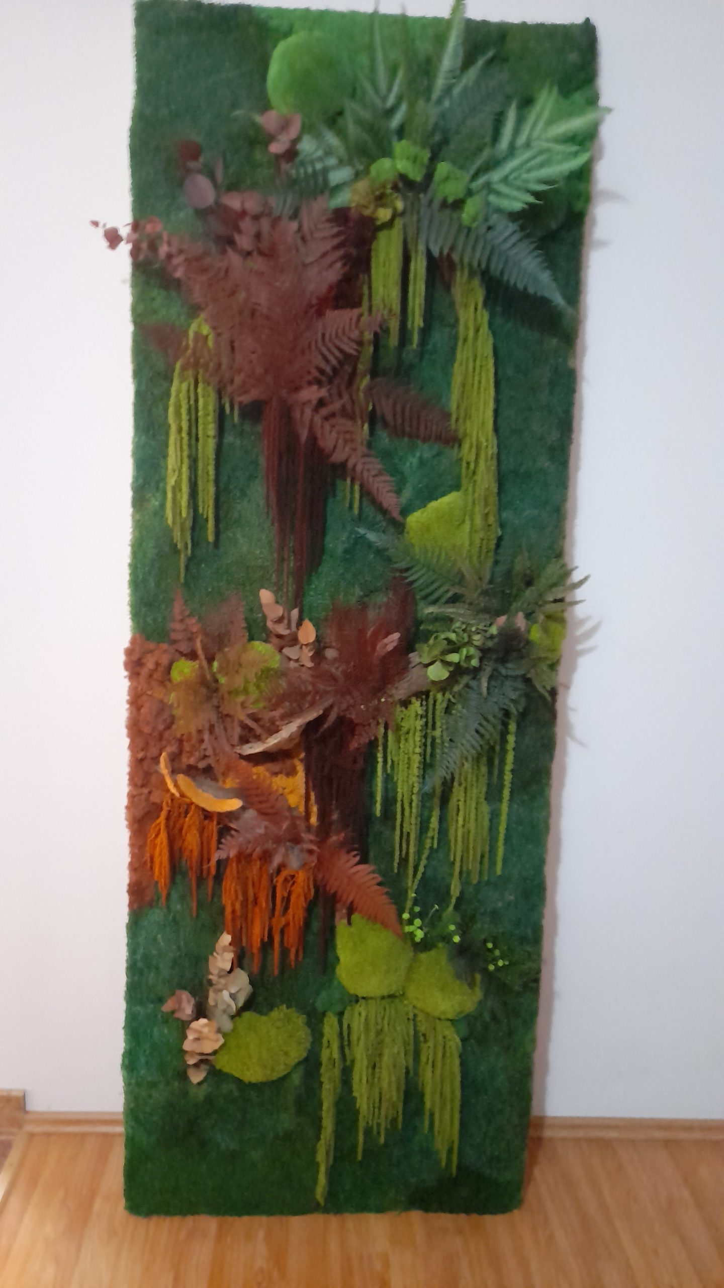 Panou cu licheni, mușchi și plante stabilizate-personalizat-60x1.80cm