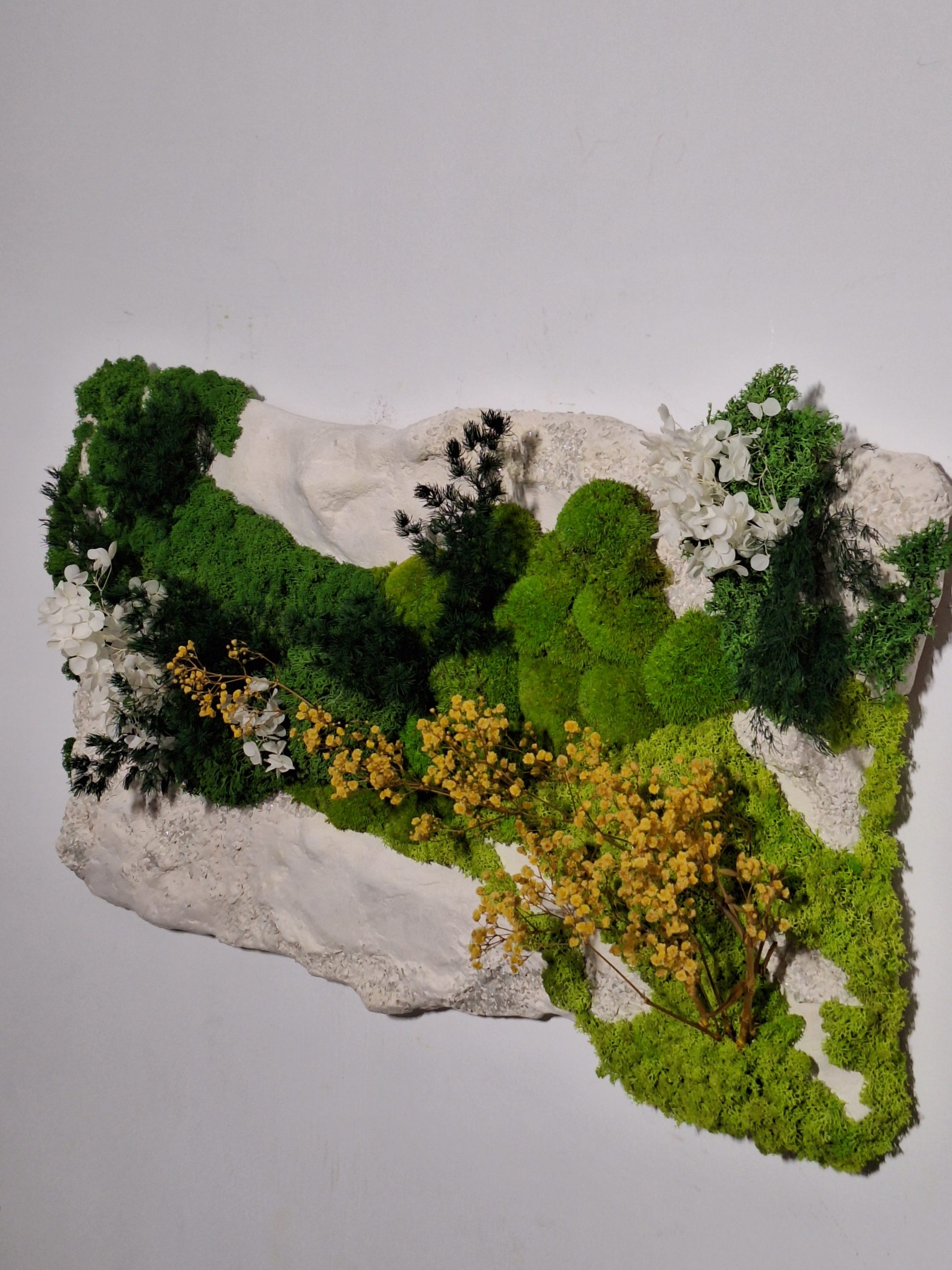 Rocă sculpturală albă cu mușchi și licheni, 40x70 - imagine 7